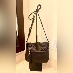 Vince Camuto Black Leather Saddle Crossbody Purse